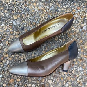 Vintage 1980’s Andrea Borgini Colorblock metallic low heel pumps 6